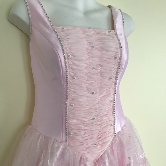 Pastel Pink Satin & Embroidered Tulle Prom Dress Princess Bow Ballgown - Picture 6 of 6